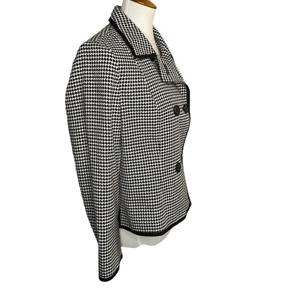 Vintage Talbots Houndstooth Plaid Blazer Black Wool Jacket 12P Preppy Academia - Picture 9 of 15